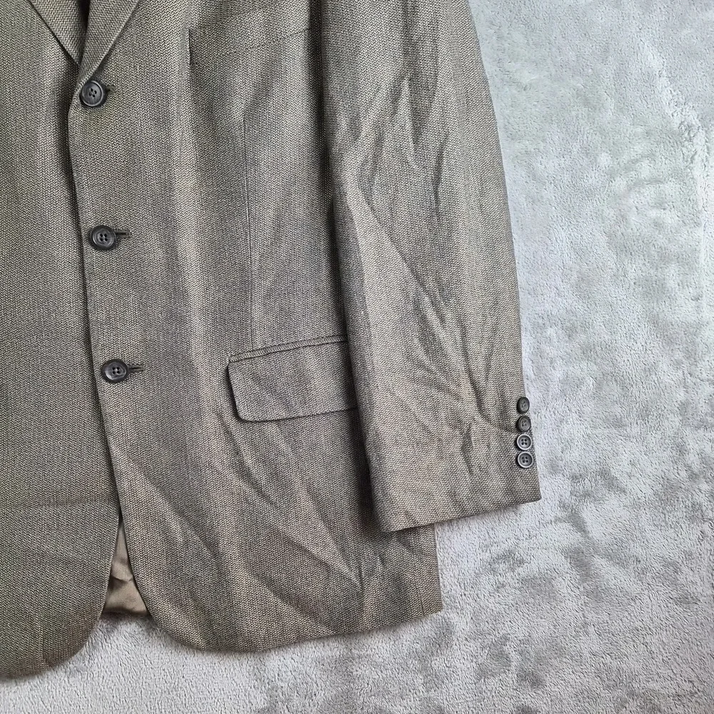 Oscar De la Renta Blazer Jacket 42 S Brown Silk Linen Wool 3 Buttons Sport Coat